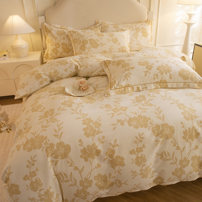 91家纺网 家纺一手货源 找家纺 磨毛世家家纺 2025新款生态四件套 小乔人家-黄