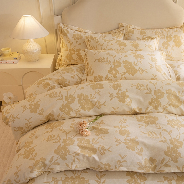 91家纺网 家纺一手货源 找家纺 磨毛世家家纺 2025新款生态四件套 小乔人家-黄