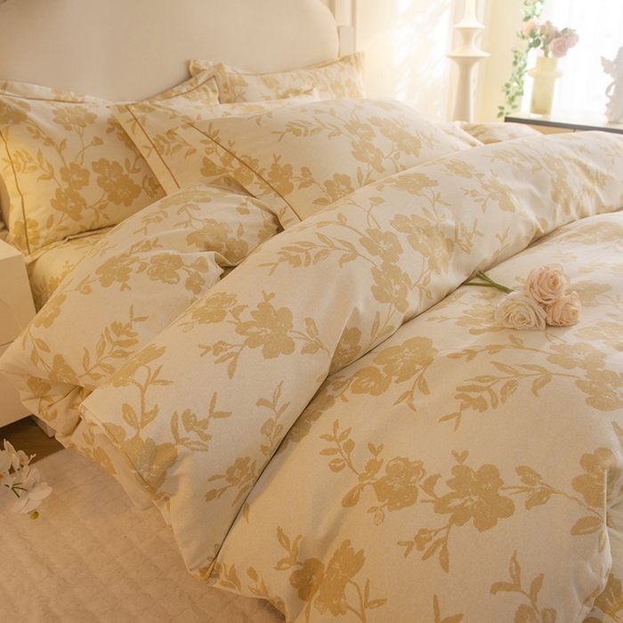 91家纺网 家纺一手货源 找家纺 磨毛世家家纺 2025新款生态四件套 小乔人家-黄