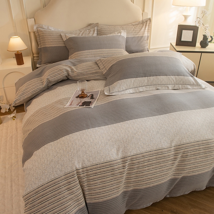 91家纺网 家纺一手货源 找家纺 磨毛世家家纺 2025新款生态四件套 亚马逊-灰