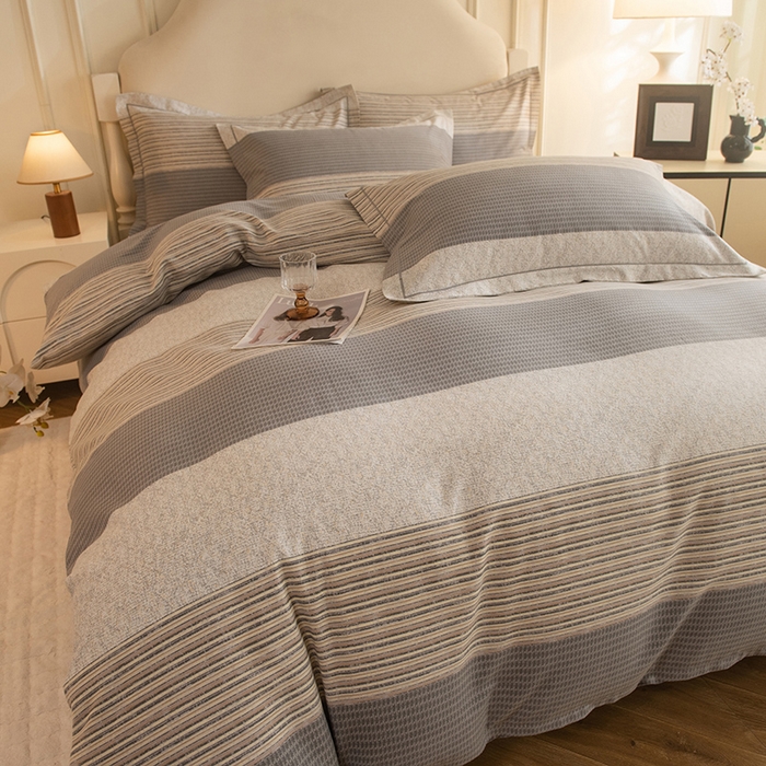 91家纺网 家纺一手货源 找家纺 磨毛世家家纺 2025新款生态四件套 亚马逊-灰