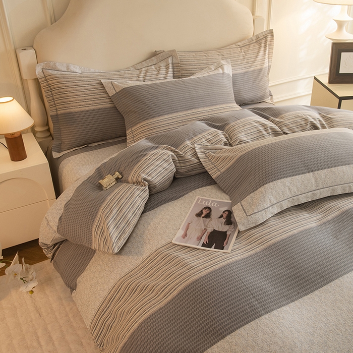 91家纺网 家纺一手货源 找家纺 磨毛世家家纺 2025新款生态四件套 亚马逊-灰