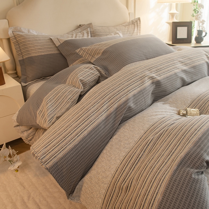 91家纺网 家纺一手货源 找家纺 磨毛世家家纺 2025新款生态四件套 亚马逊-灰