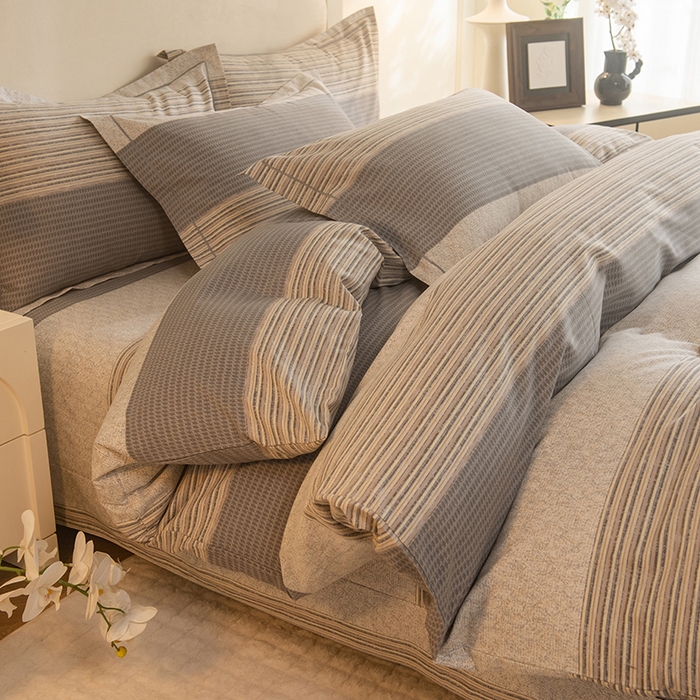 91家纺网 家纺一手货源 找家纺 磨毛世家家纺 2025新款生态四件套 亚马逊-灰