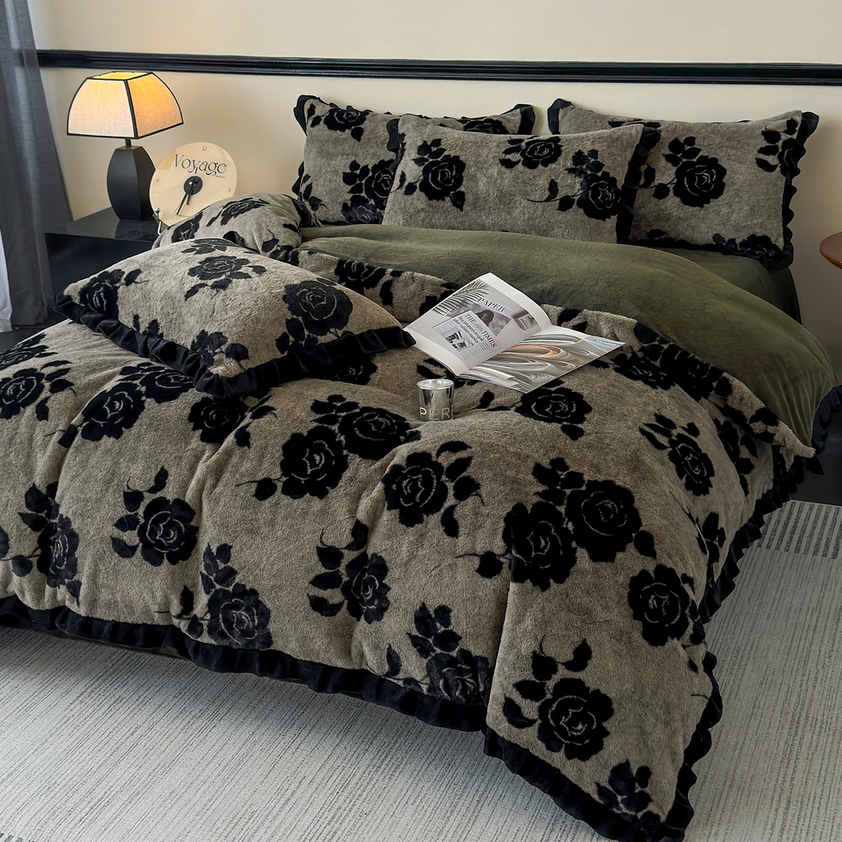 金艾草 2025新款兔毛法式床单款四件套 盛放灰