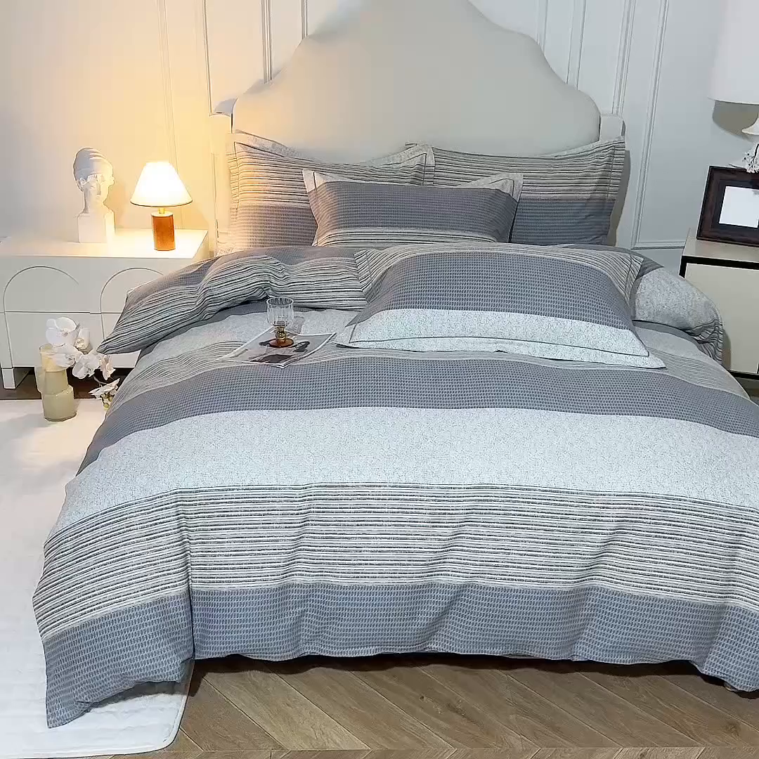 91家纺网 家纺一手货源 找家纺 磨毛世家家纺 2025新款生态四件套 亚马逊-灰