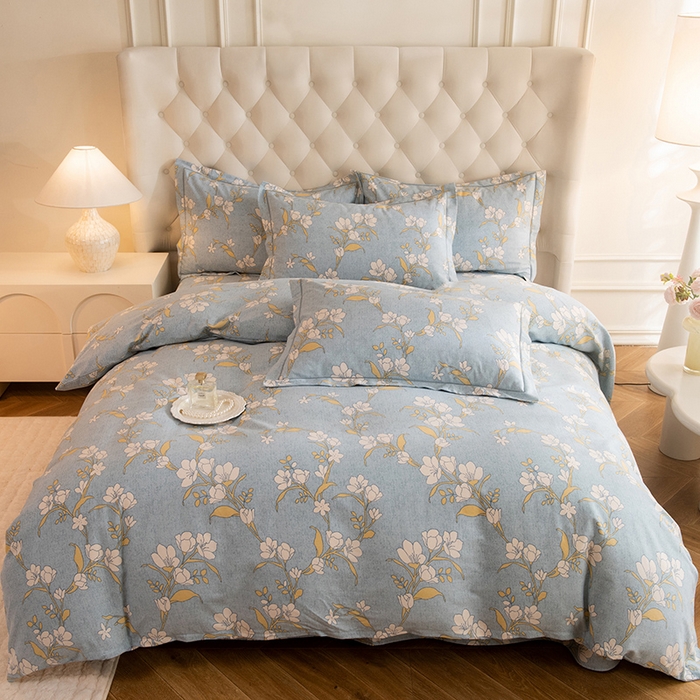 磨毛世家家纺 2025新款生态四件套 瑶花知-蓝