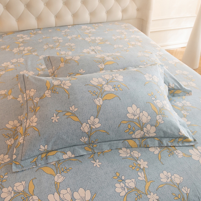 91家纺网 家纺一手货源 找家纺 磨毛世家家纺 2025新款生态四件套 瑶花知-蓝