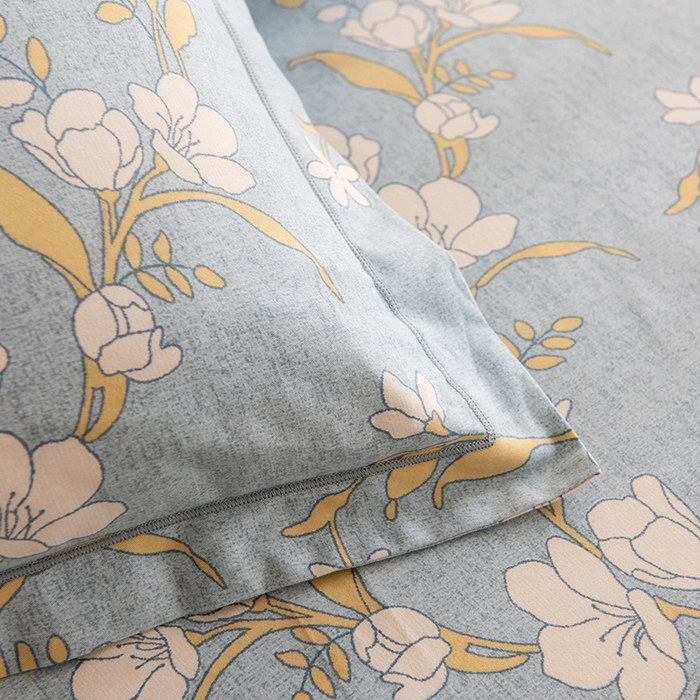 91家纺网 家纺一手货源 找家纺 磨毛世家家纺 2025新款生态四件套 瑶花知-蓝