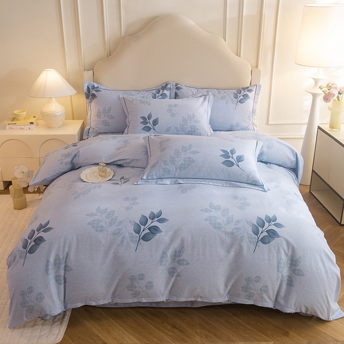 磨毛世家家纺 2025新款生态四件套 叶韵-蓝
