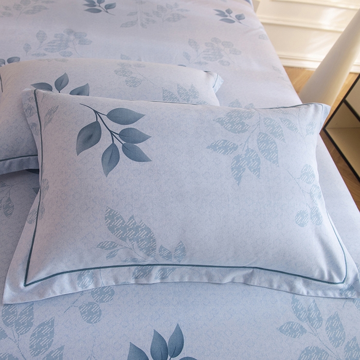 91家纺网 家纺一手货源 找家纺 磨毛世家家纺 2025新款生态四件套 叶韵-蓝