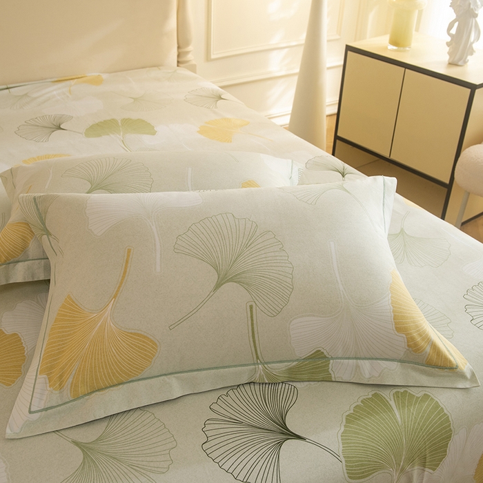 91家纺网 家纺一手货源 找家纺 磨毛世家家纺 2025新款生态四件套 银杏叶-绿