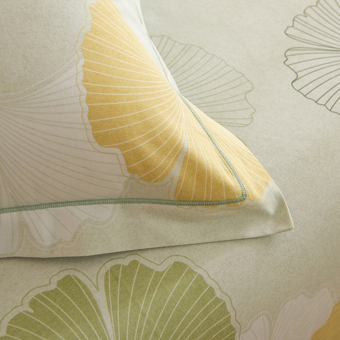 91家纺网 家纺一手货源 找家纺 磨毛世家家纺 2025新款生态四件套 银杏叶-绿