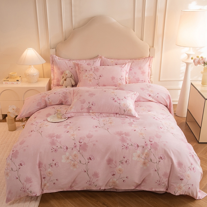 磨毛世家家纺 2025新款生态四件套 云雨轩-粉