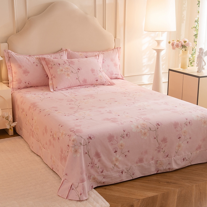 91家纺网 家纺一手货源 找家纺 磨毛世家家纺 2025新款生态四件套 云雨轩-粉