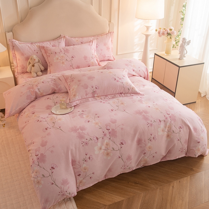 91家纺网 家纺一手货源 找家纺 磨毛世家家纺 2025新款生态四件套 云雨轩-粉