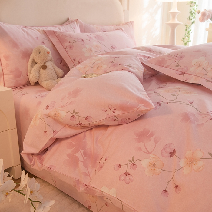 91家纺网 家纺一手货源 找家纺 磨毛世家家纺 2025新款生态四件套 云雨轩-粉