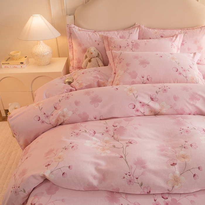 91家纺网 家纺一手货源 找家纺 磨毛世家家纺 2025新款生态四件套 云雨轩-粉