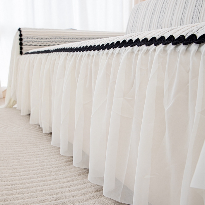 91家纺网 家纺一手货源 找家纺 （总）沐沐家纺 2026新款织织暮圆点沙发巾-场景一