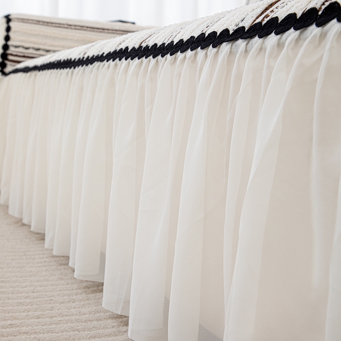 91家纺网 家纺一手货源 找家纺 沐沐家纺 2026新款织织暮圆点沙发巾-场景一 深咖