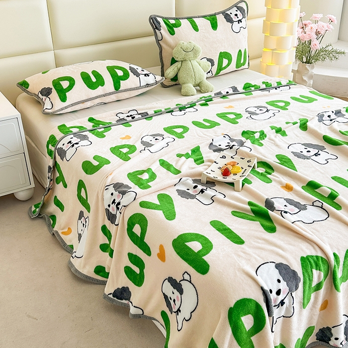 91家纺网 家纺一手货源 找家纺 （总）欧喜璐 2025新款卡通印花加厚牛奶绒多功能毛毯