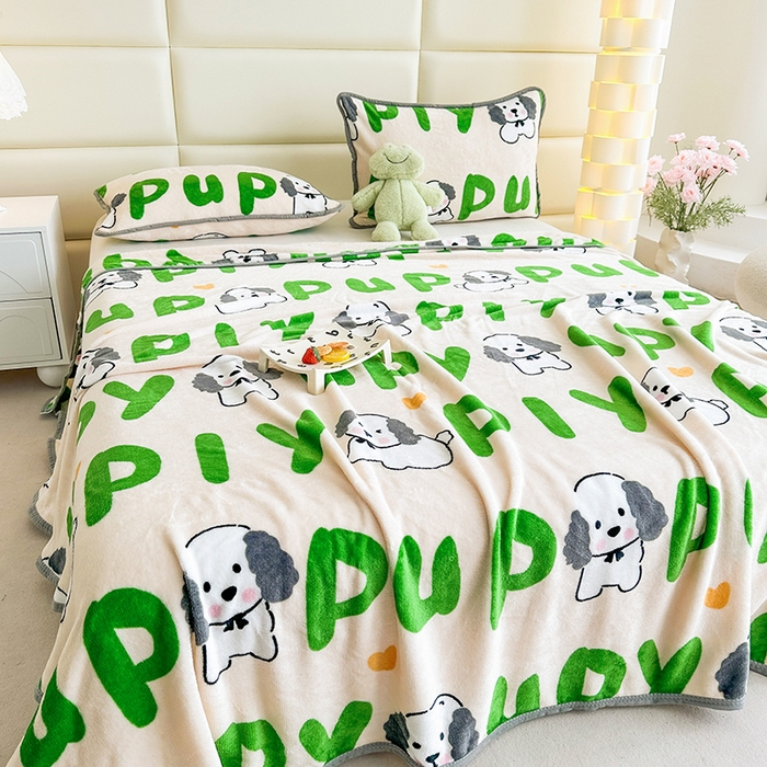 91家纺网 家纺一手货源 找家纺 （总）欧喜璐 2025新款卡通印花加厚牛奶绒多功能毛毯