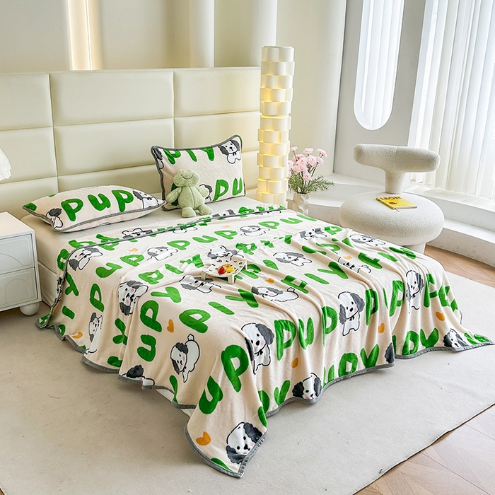 91家纺网 家纺一手货源 找家纺 （总）欧喜璐 2025新款卡通印花加厚牛奶绒多功能毛毯