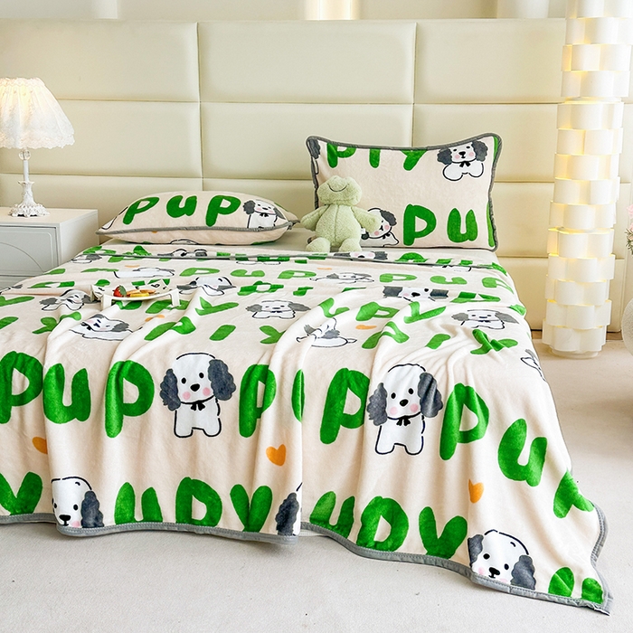 91家纺网 家纺一手货源 找家纺 （总）欧喜璐 2025新款卡通印花加厚牛奶绒多功能毛毯