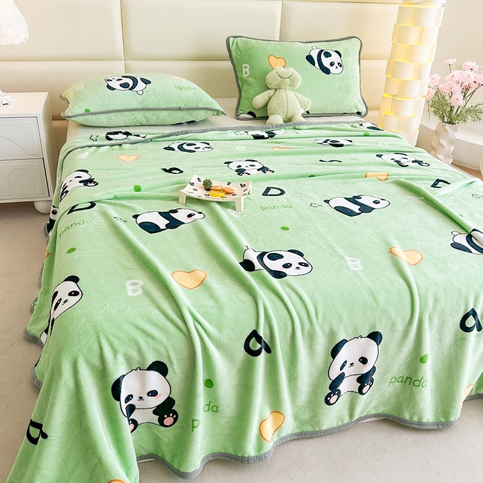 91家纺网 家纺一手货源 找家纺 欧喜璐 2025新款卡通印花加厚牛奶绒多功能毛毯 国宝