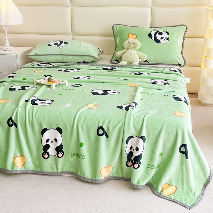 91家纺网 家纺一手货源 找家纺 欧喜璐 2025新款卡通印花加厚牛奶绒多功能毛毯 国宝