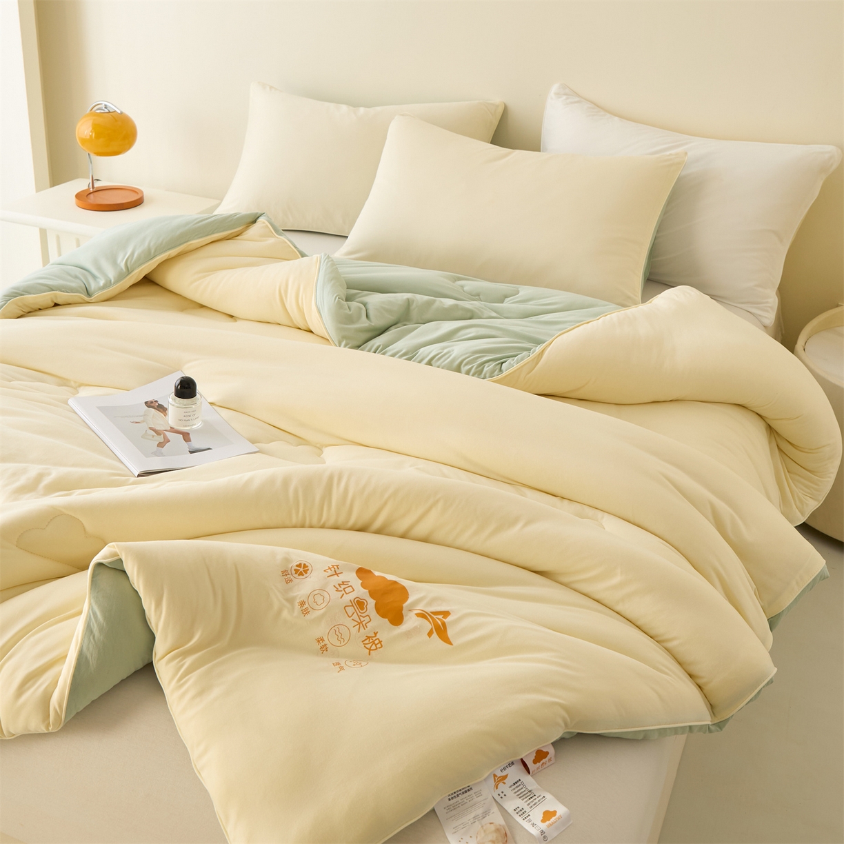 91家纺网 家纺一手货源 找家纺 恒畅 2025新款A类针织棉大豆被系列 冬被-抹茶绿