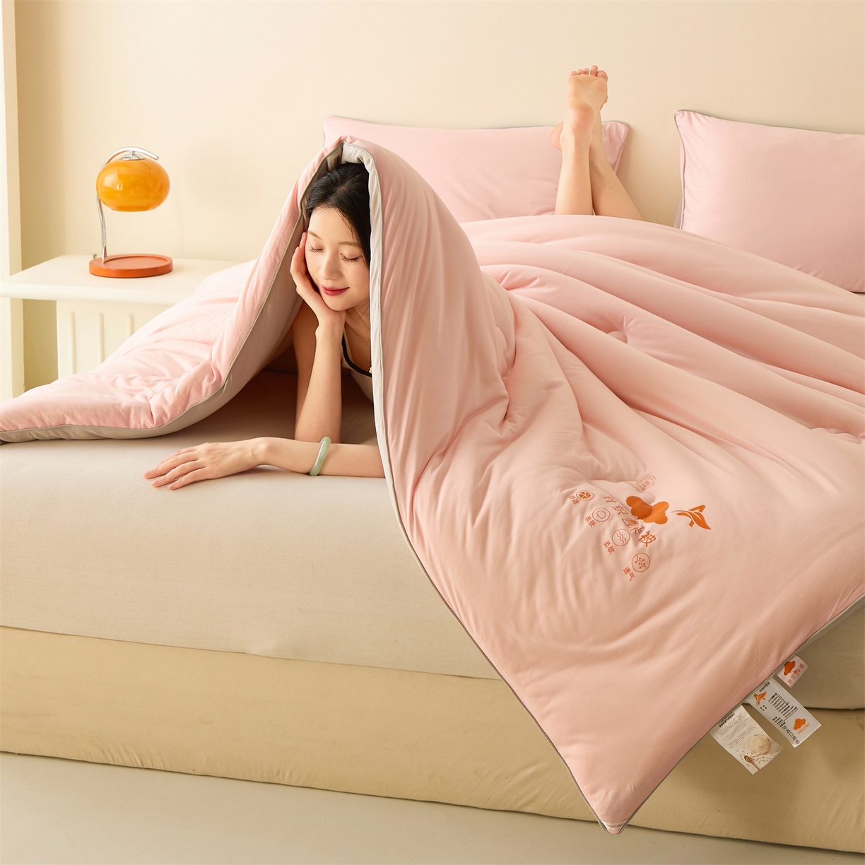 恒畅 2025新款A类针织棉大豆被系列 冬被-豆沙粉