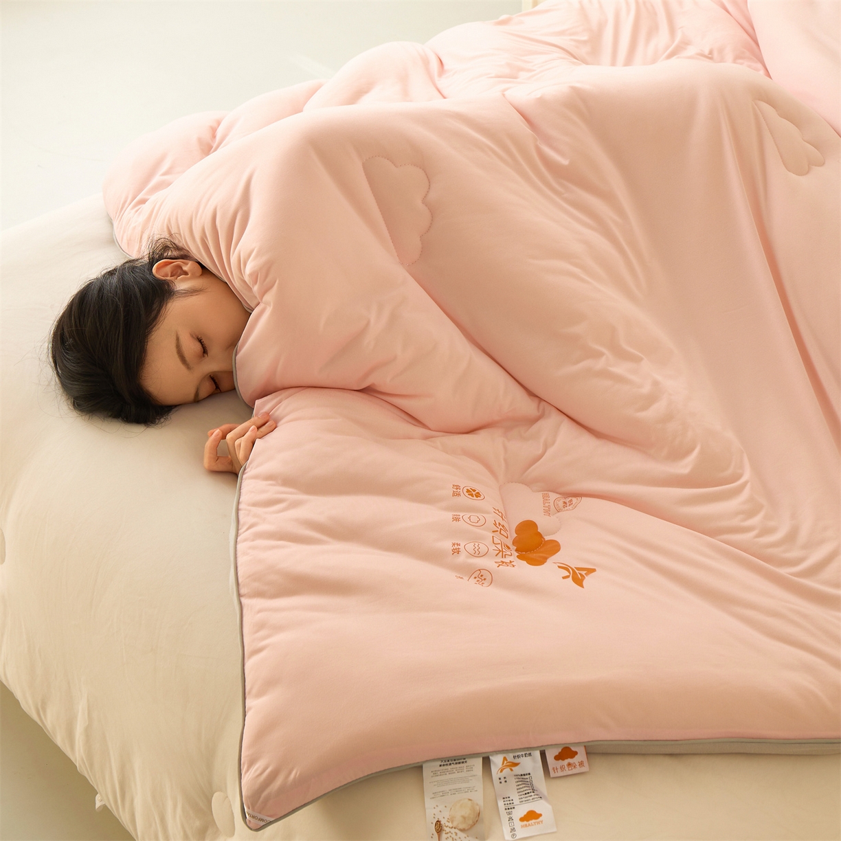 91家纺网 家纺一手货源 找家纺 恒畅 2025新款A类针织棉大豆被系列 冬被-豆沙粉