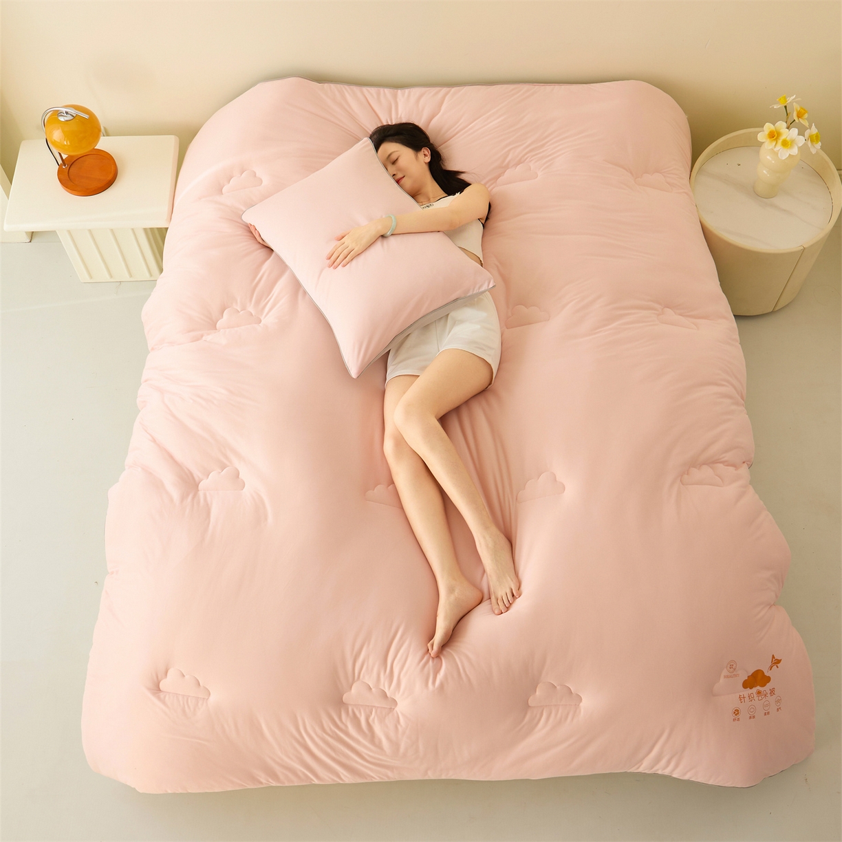 91家纺网 家纺一手货源 找家纺 恒畅 2025新款A类针织棉大豆被系列 冬被-豆沙粉