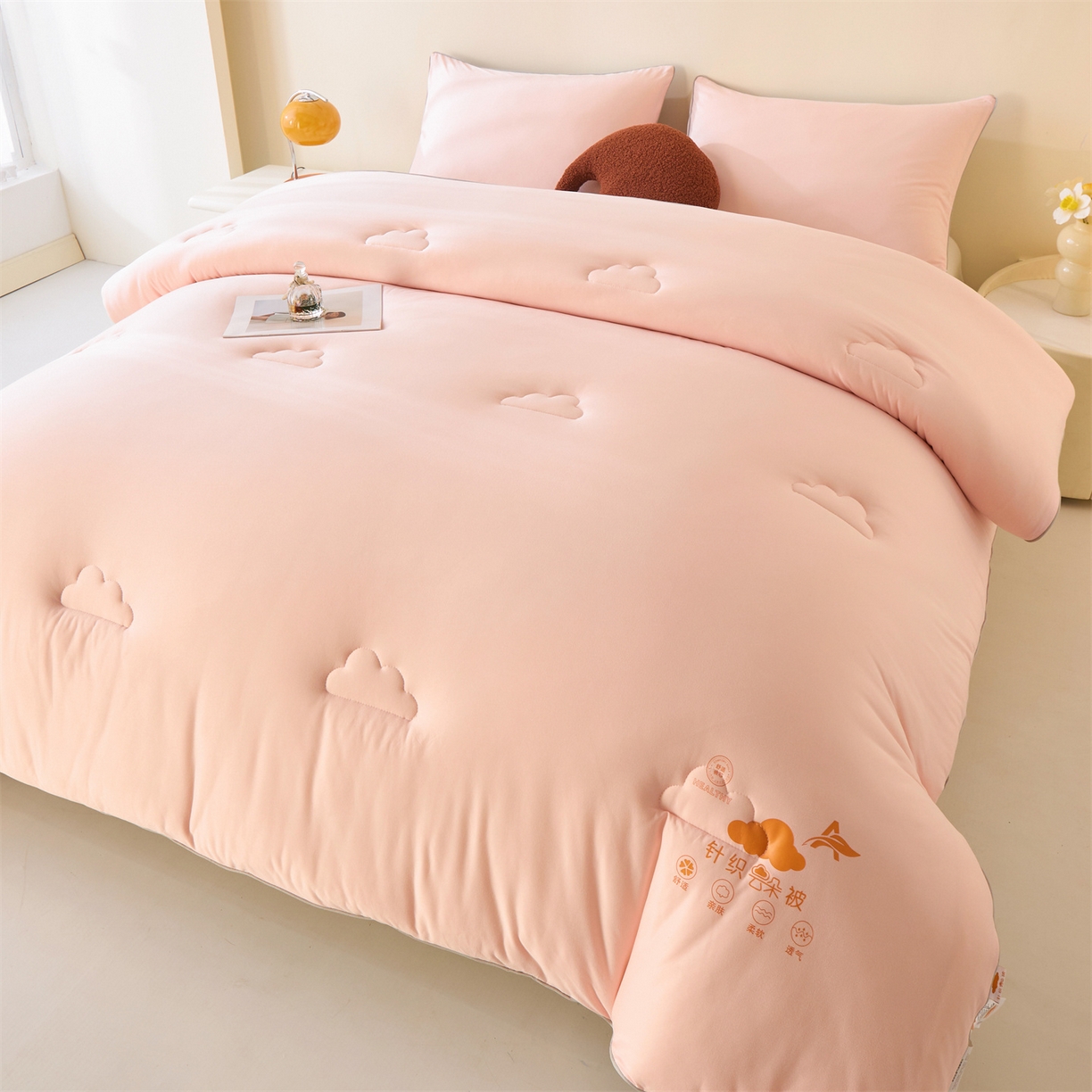 91家纺网 家纺一手货源 找家纺 恒畅 2025新款A类针织棉大豆被系列 冬被-豆沙粉