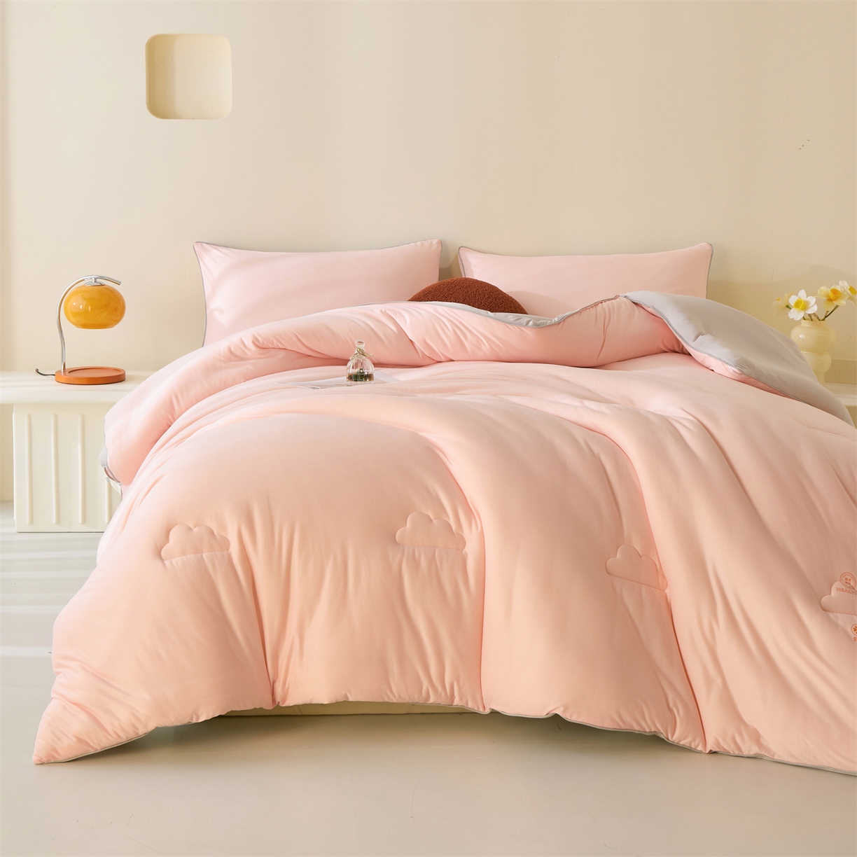 91家纺网 家纺一手货源 找家纺 恒畅 2025新款A类针织棉大豆被系列 冬被-豆沙粉