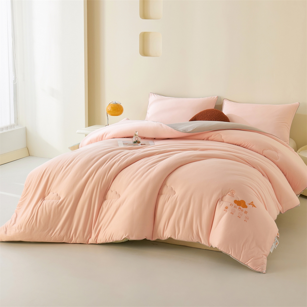 91家纺网 家纺一手货源 找家纺 恒畅 2025新款A类针织棉大豆被系列 冬被-豆沙粉