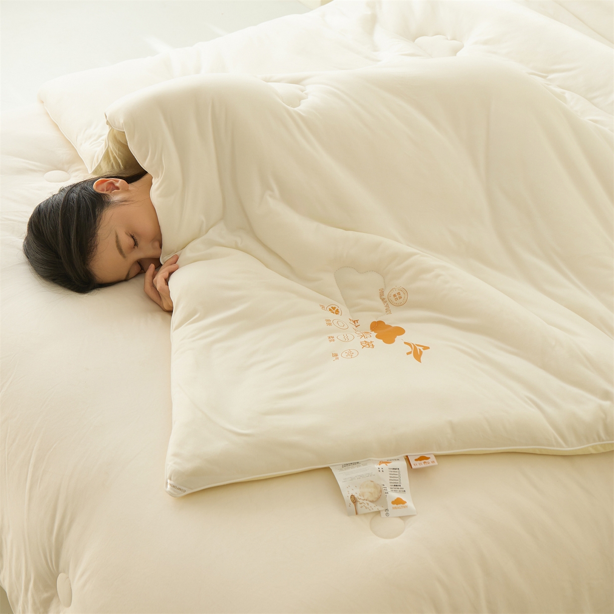 91家纺网 家纺一手货源 找家纺 恒畅 2025新款A类针织棉大豆被系列 冬被-奶昔白