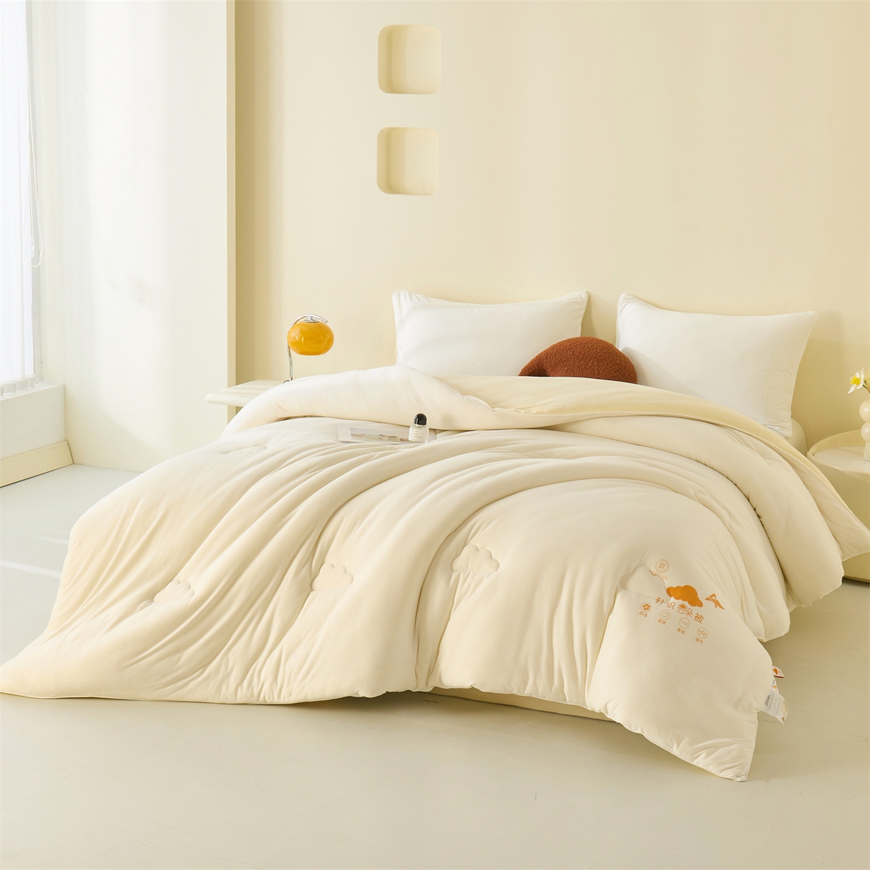 91家纺网 家纺一手货源 找家纺 恒畅 2025新款A类针织棉大豆被系列 冬被-奶昔白