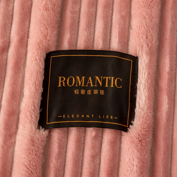 91家纺网 家纺一手货源 找家纺 宜派家纺 2025新款A类兔毛绒子母条毛毯双面云朵绒毛毯宿舍牛奶绒小被毯轻奢时尚加厚保暖盖毯休闲绒毯毯子 豆沙粉