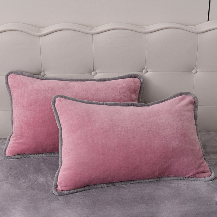 91家纺网 家纺一手货源 找家纺 云恋家纺 加厚牛奶绒四件套简约双面加绒被套罩床单双人家用冬季法兰绒--简约款 简约-豆沙灰