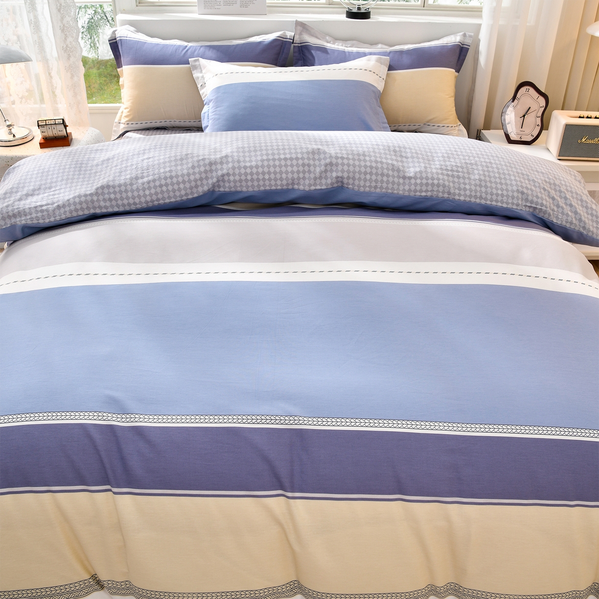 91家纺网 家纺一手货源 找家纺 绘萱家居 2025新款100%全棉床裙款斜纹印花四件套 安吉