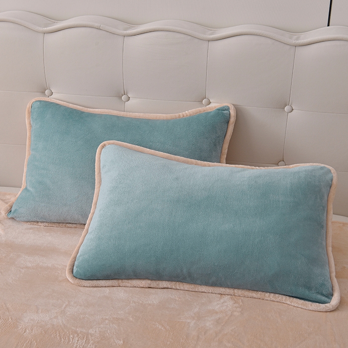 91家纺网 家纺一手货源 找家纺 云恋家纺 加厚牛奶绒四件套简约双面加绒被套罩床单双人家用冬季法兰绒--简约款 简约-蓝拼金