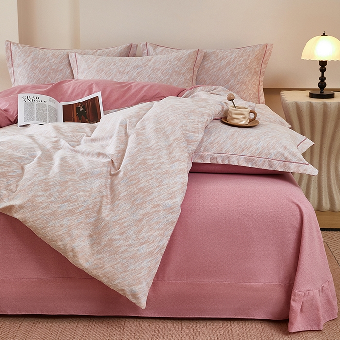 91家纺网 家纺一手货源 找家纺 雲归梦 2025新款纯棉加厚磨毛多规格磨毛四件套阿华田-粉