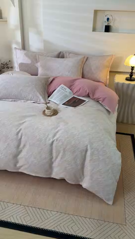 91家纺网 家纺一手货源 找家纺 雲归梦 2025新款纯棉加厚磨毛多规格磨毛四件套阿华田-粉