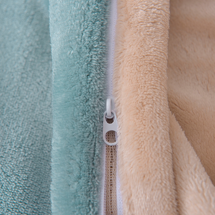 91家纺网 家纺一手货源 找家纺 云恋家纺 加厚牛奶绒四件套简约双面加绒被套罩床单双人家用冬季法兰绒--简约款 简约-蓝拼金