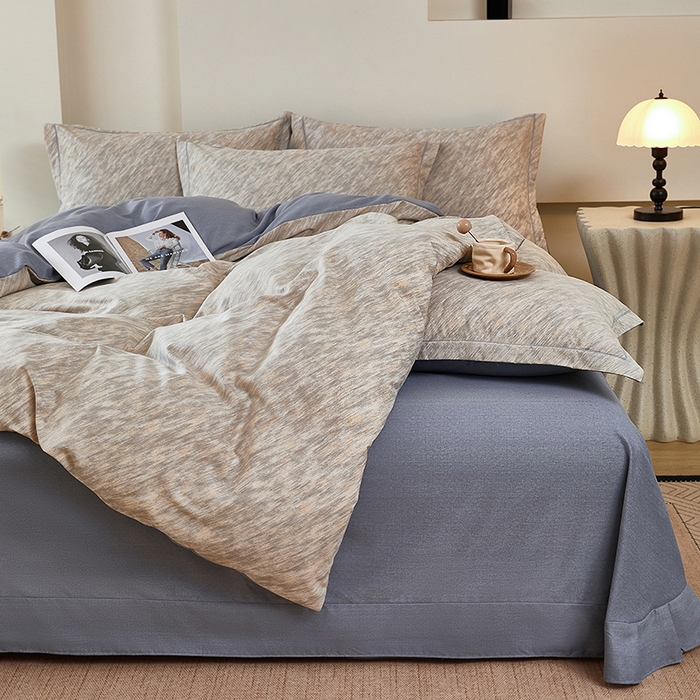 91家纺网 家纺一手货源 找家纺 雲归梦 2025新款纯棉加厚磨毛多规格磨毛四件套阿华田-灰