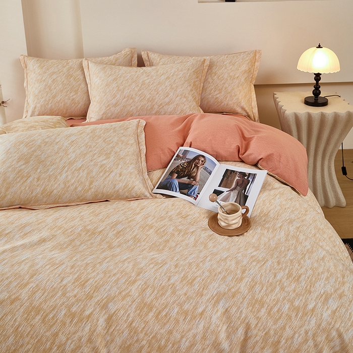 91家纺网 家纺一手货源 找家纺 雲归梦 2025新款纯棉加厚磨毛多规格磨毛四件套阿华田-桔