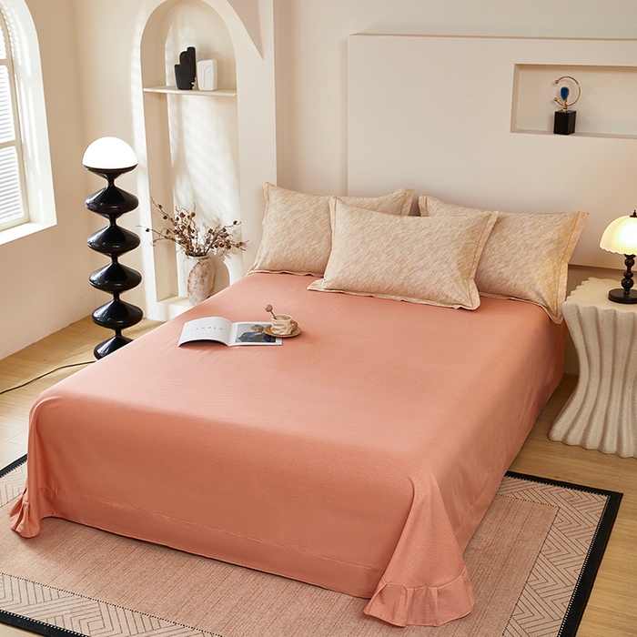 91家纺网 家纺一手货源 找家纺 雲归梦 2025新款纯棉加厚磨毛多规格磨毛四件套阿华田-桔