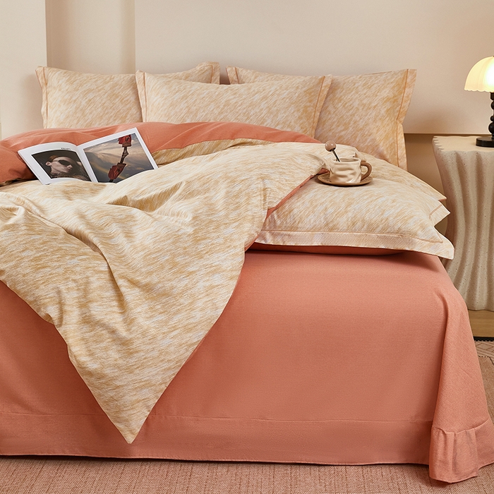 91家纺网 家纺一手货源 找家纺 雲归梦 2025新款纯棉加厚磨毛多规格磨毛四件套阿华田-桔